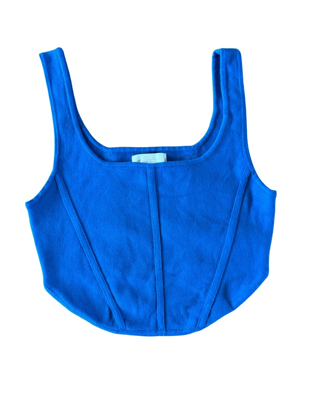 House of Harlow Corset Crop Top Blue Medium Fitted Knit Bustier Y2K Tank Top